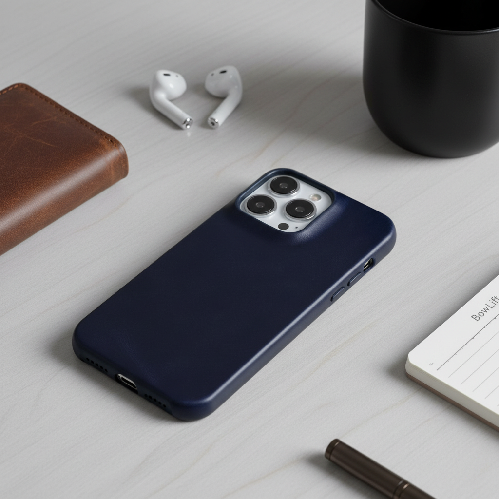 Custodia in vera pelle oil-wax per iPhone 13–16 con anello magnetico