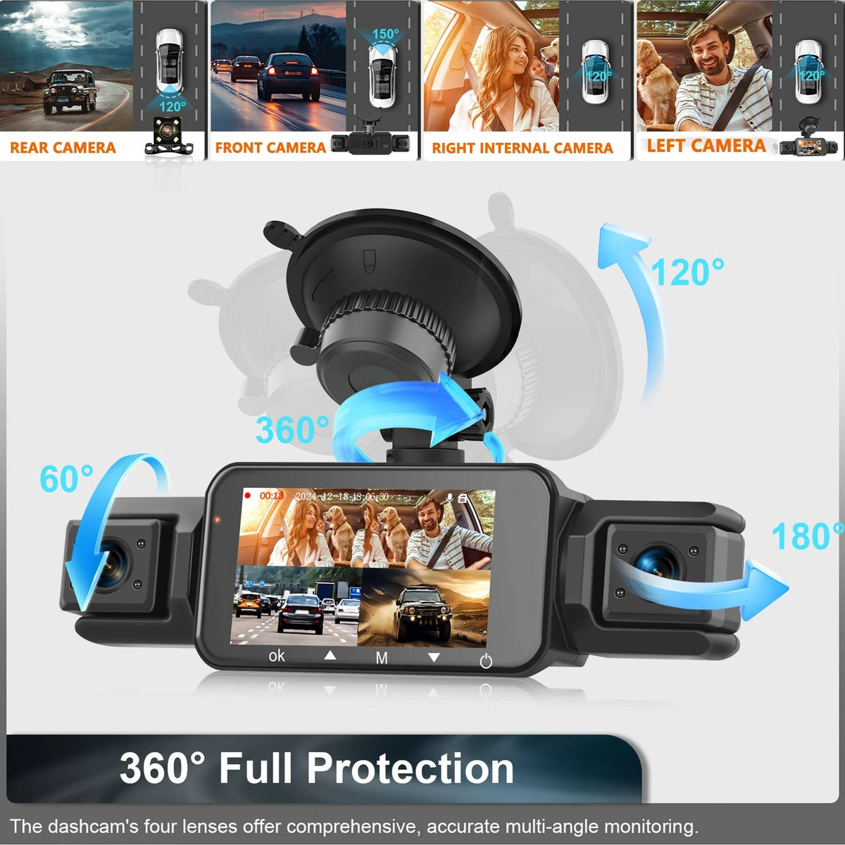 Dashcam Auto Wireless Anteriore e Posteriore con Visione Notturna