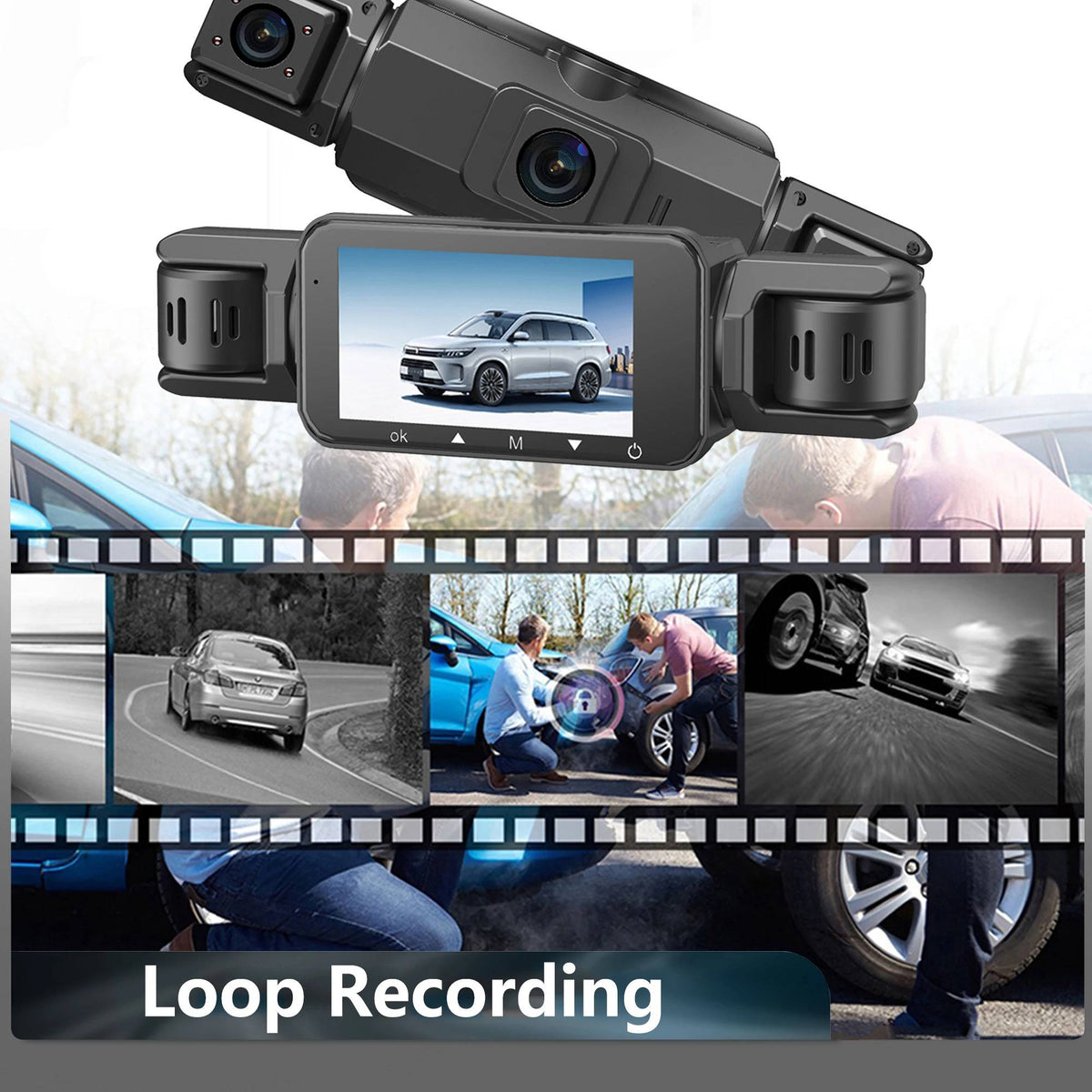 Dashcam Auto Wireless Anteriore e Posteriore con Visione Notturna