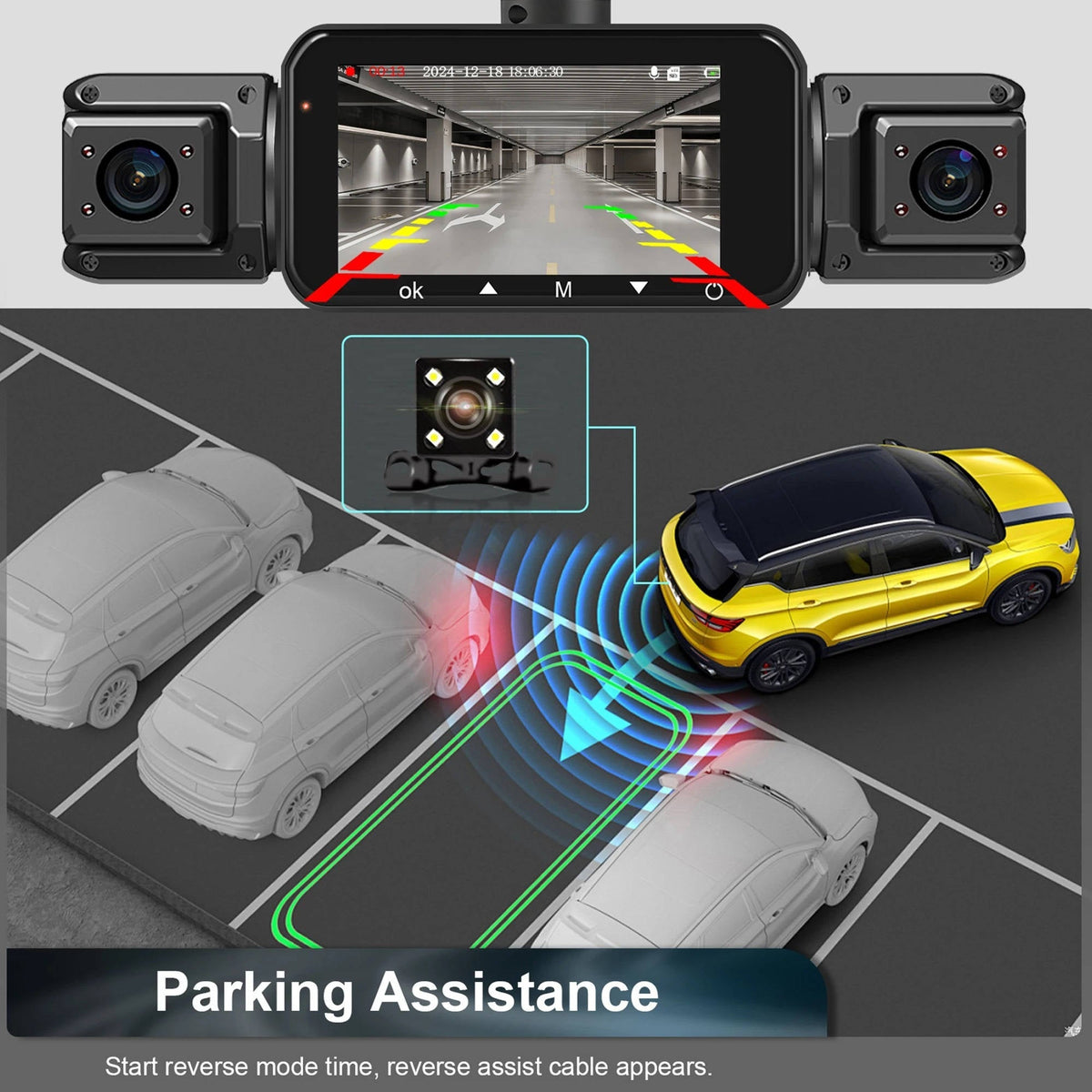 Dashcam Auto Wireless Anteriore e Posteriore con Visione Notturna