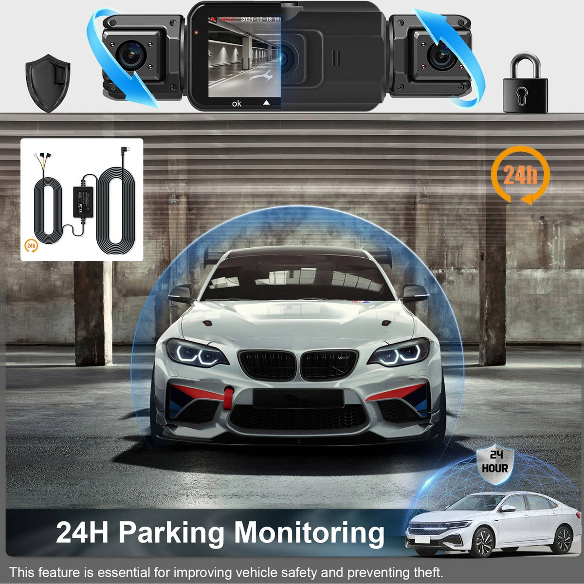 Dashcam Auto Wireless Anteriore e Posteriore con Visione Notturna