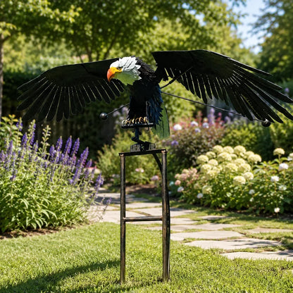 Decorazione da giardino a forma di uccello | Ali battenti e picchetto da terra
