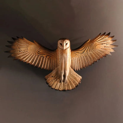 Decorazione da parete in legno gufo fatta a mano con ganci di sospensione preinstallati
