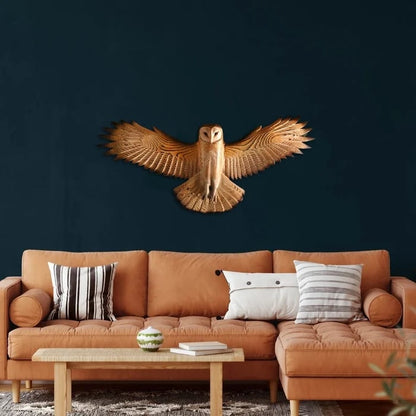 Decorazione da parete in legno gufo fatta a mano con ganci di sospensione preinstallati