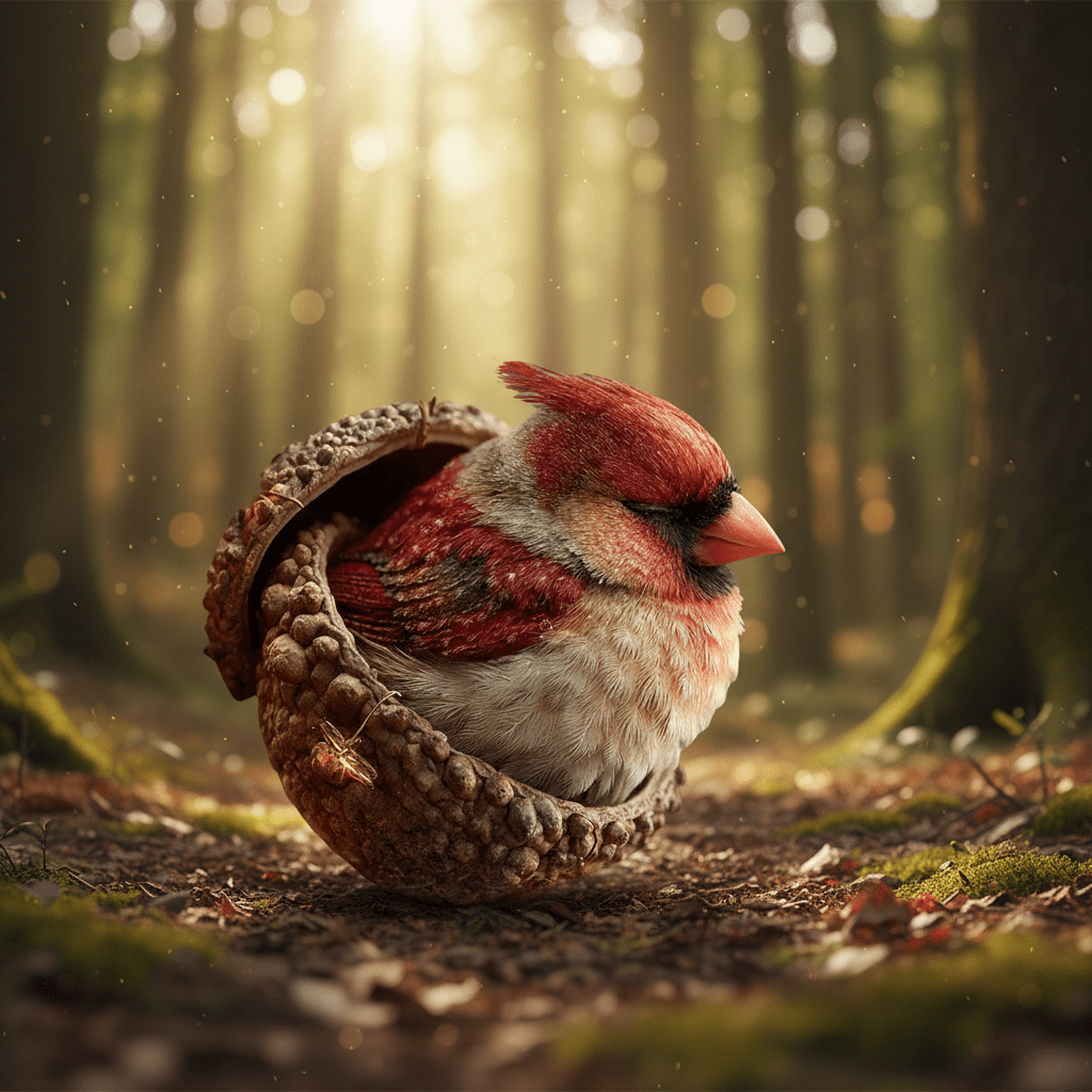 Decorazioni natalizie fatte a mano con ghianda e animali del bosco