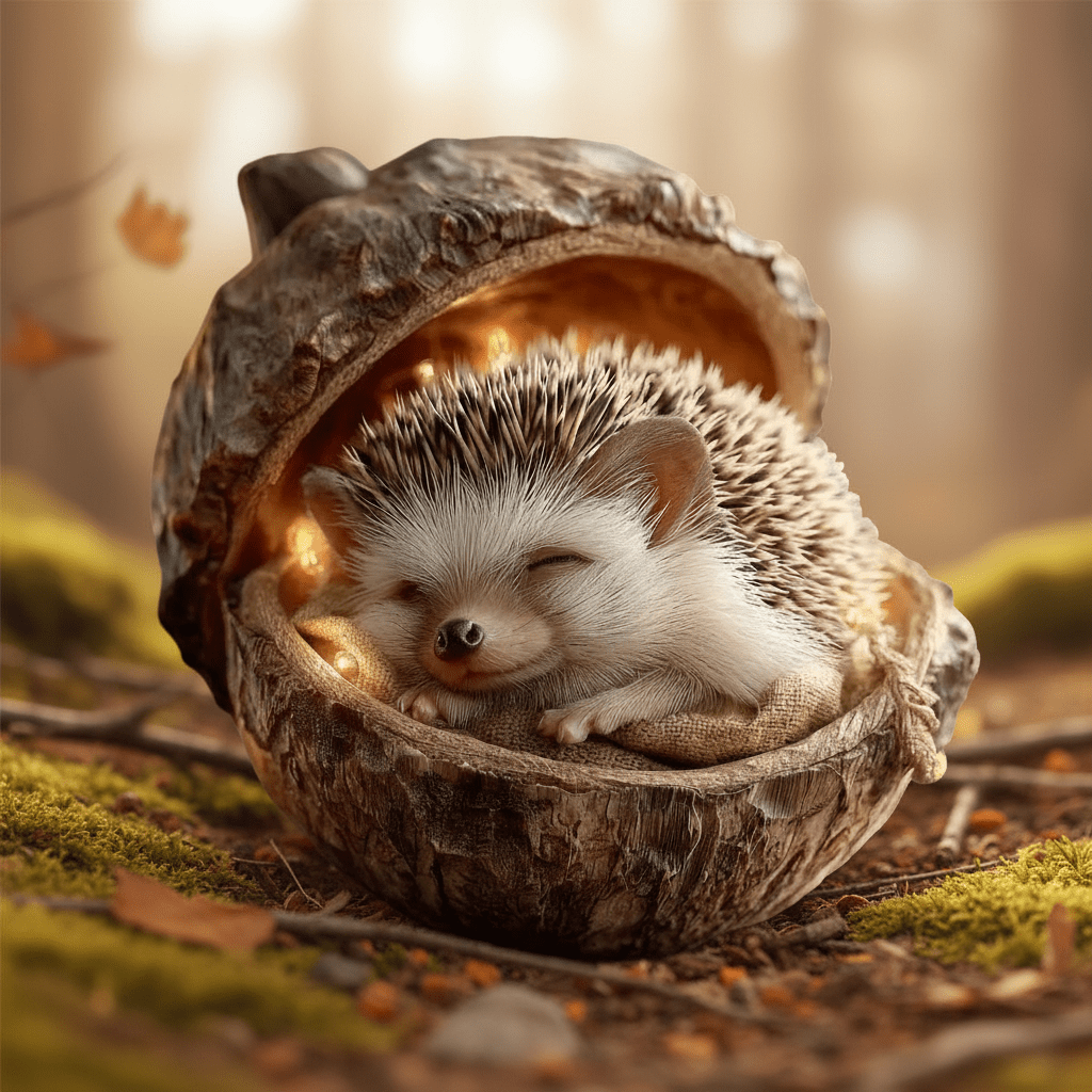 Decorazioni natalizie fatte a mano con ghianda e animali del bosco