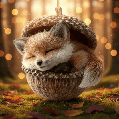 Decorazioni per Albero di Natale Animali del Bosco in Ghianda Fatte a Mano
