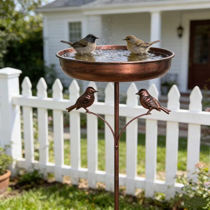 Elegante abbeveratoio per uccelli da giardino con supporto regolabile