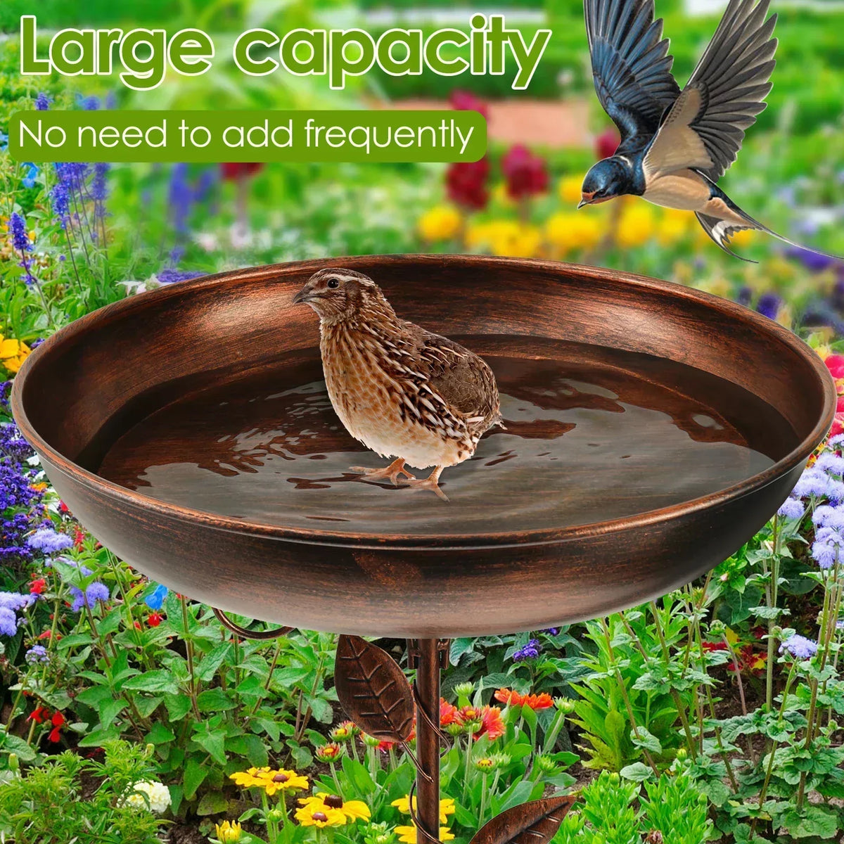 Elegante abbeveratoio per uccelli da giardino con supporto regolabile
