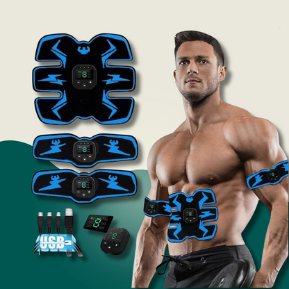 Elettrostimolatore muscolare addominale EMS con modalità multiple e intensità regolabile, ricaricabile USB con display L