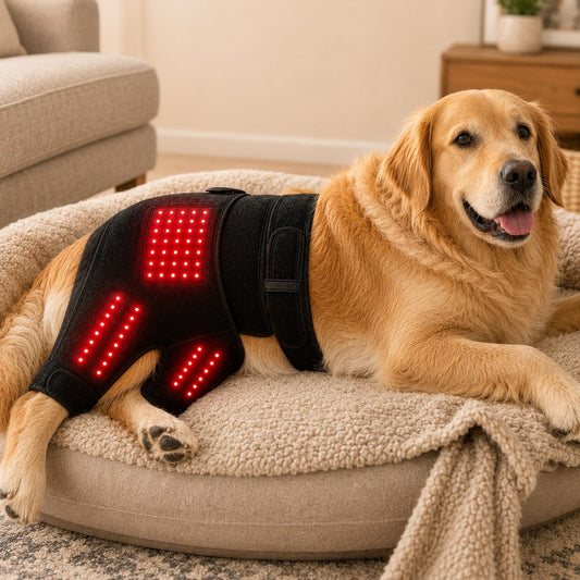 Fascia indossabile per terapia a luce rossa per cani, per la parte bassa della schiena e delle zampe posteriori/anche