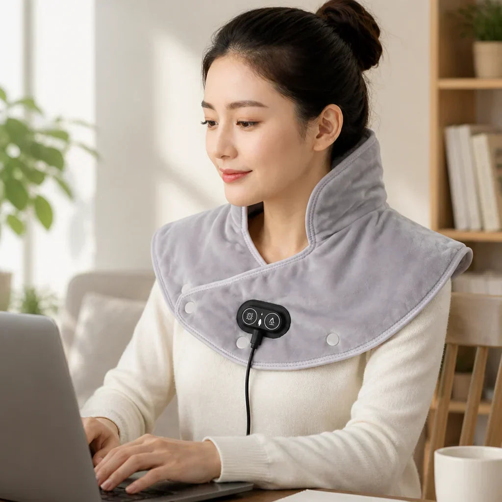 Fascia riscaldante vibrante USB per collo e spalle (3 livelli di calore)