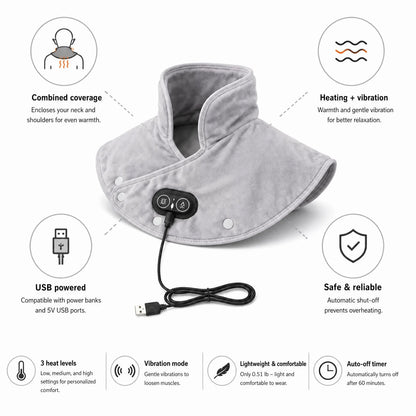 Fascia riscaldante vibrante USB per collo e spalle (3 livelli di calore)