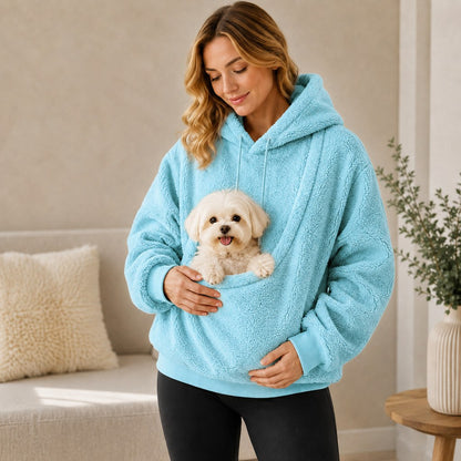 Felpa con cappuccio e marsupio integrato per cani e gatti di piccola taglia