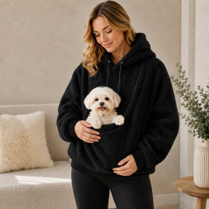 Felpa con cappuccio e marsupio integrato per cani e gatti di piccola taglia