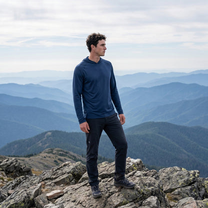 Felpa con cappuccio solare UPF 50+ da uomo – Top UV leggero ad asciugatura rapida per trekking e pesca con passanti per 