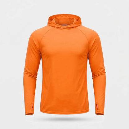 Felpa con cappuccio solare UPF 50+ da uomo – Top UV leggero ad asciugatura rapida per trekking e pesca con passanti per 