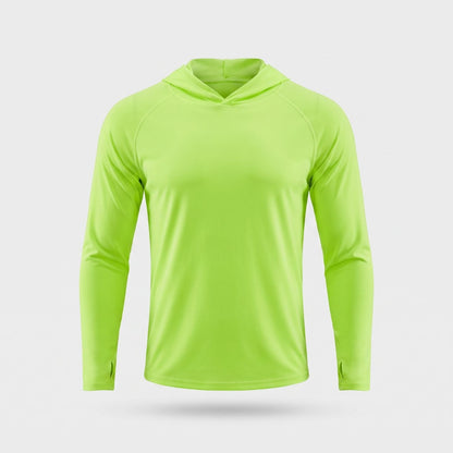 Felpa con cappuccio solare UPF 50+ da uomo – Top UV leggero ad asciugatura rapida per trekking e pesca con passanti per 