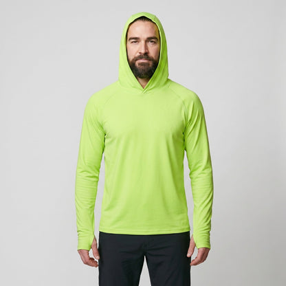 Felpa con cappuccio solare UPF 50+ da uomo – Top UV leggero ad asciugatura rapida per trekking e pesca con passanti per 
