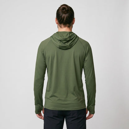 Felpa con cappuccio solare UPF 50+ da uomo – Top UV leggero ad asciugatura rapida per trekking e pesca con passanti per 