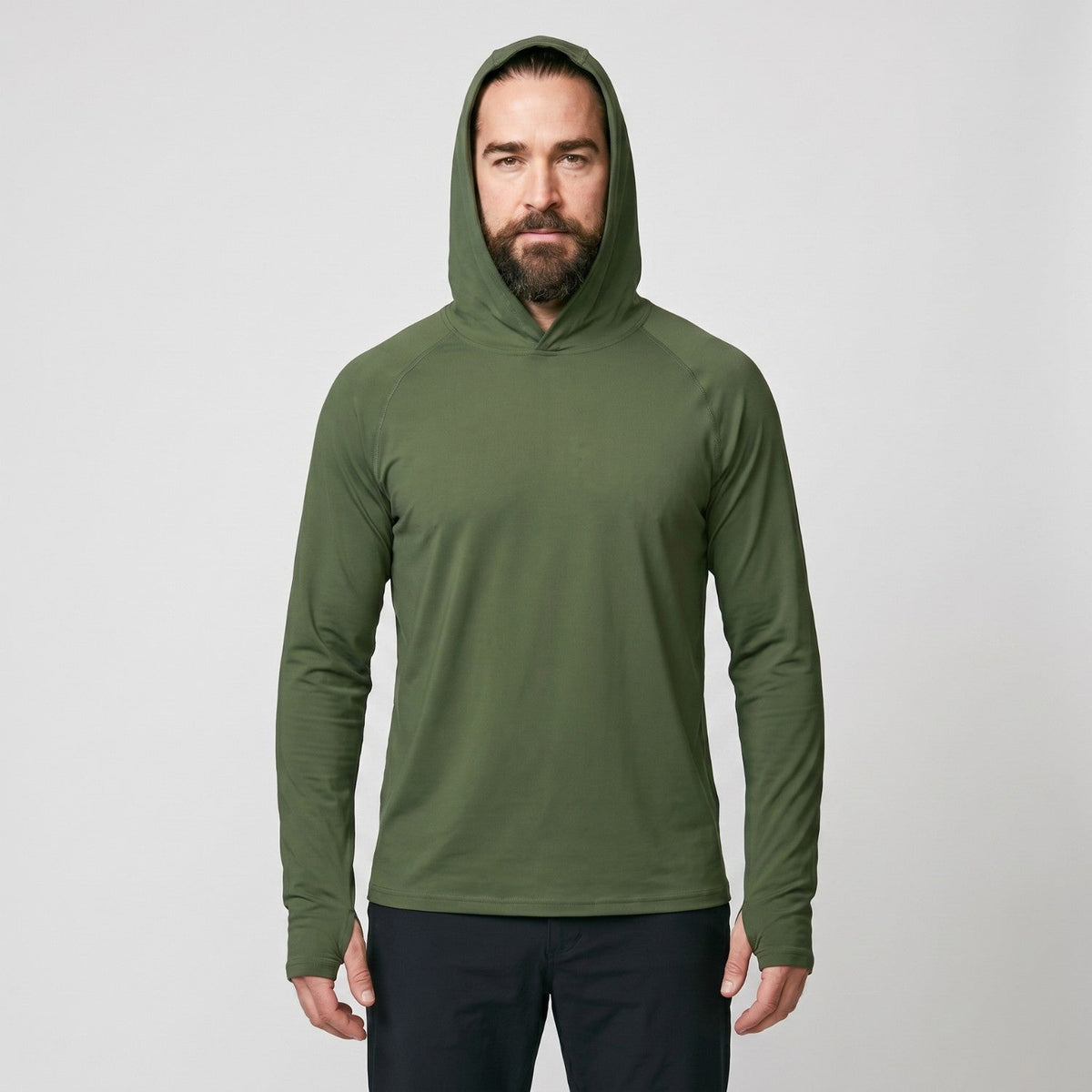 Felpa con cappuccio solare UPF 50+ da uomo – Top UV leggero ad asciugatura rapida per trekking e pesca con passanti per 