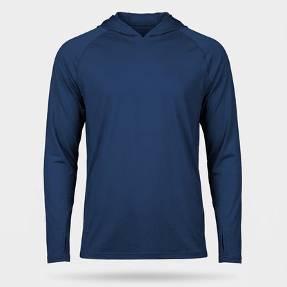 Felpa con cappuccio solare UPF 50+ da uomo – Top UV leggero ad asciugatura rapida per trekking e pesca con passanti per 