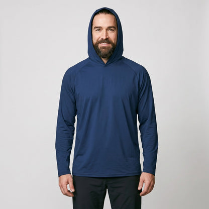 Felpa con cappuccio solare UPF 50+ da uomo – Top UV leggero ad asciugatura rapida per trekking e pesca con passanti per 