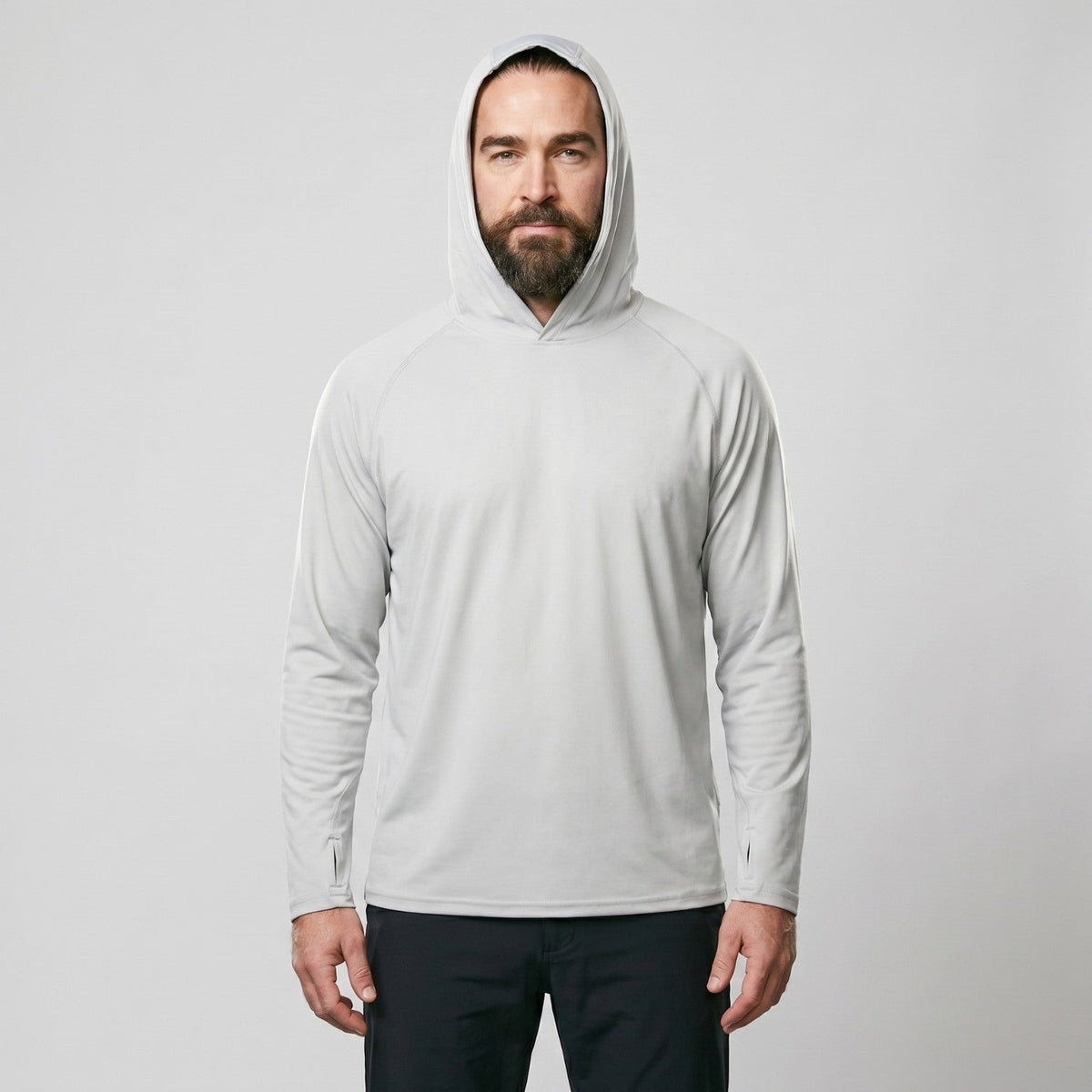 Felpa con cappuccio solare UPF 50+ da uomo – Top UV leggero ad asciugatura rapida per trekking e pesca con passanti per 