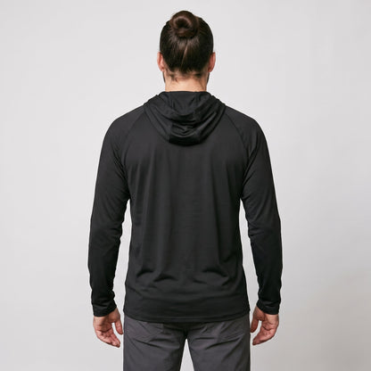 Felpa con cappuccio solare UPF 50+ da uomo – Top UV leggero ad asciugatura rapida per trekking e pesca con passanti per 