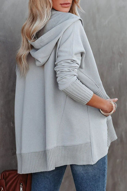 Felpa lunga da donna, tunica oversize con scollo a V con bottoni automatici e tasca a marsupio, 8 colori, taglie dalla S