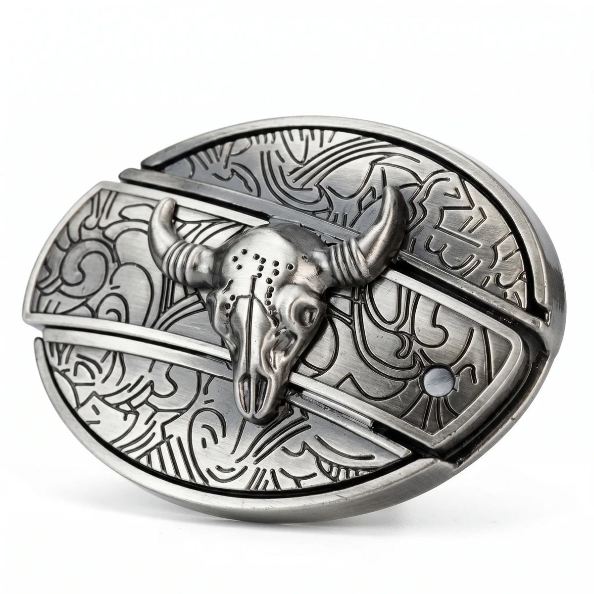 Fibbia da cintura ovale in metallo stile cowboy