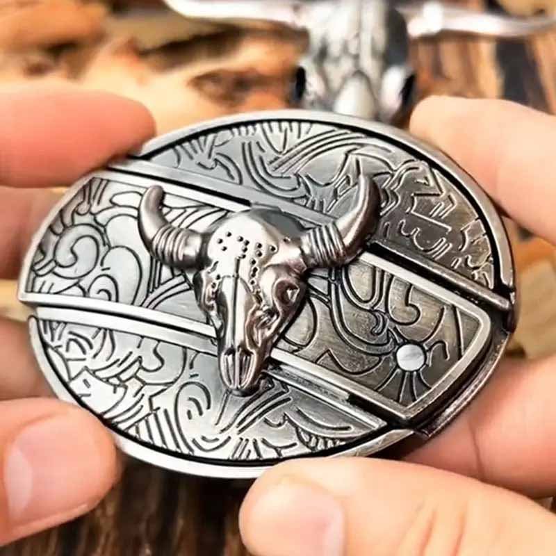 Fibbia da cintura ovale in metallo stile cowboy