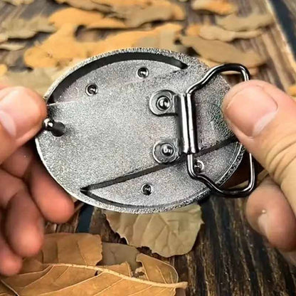 Fibbia da cintura ovale in metallo stile cowboy