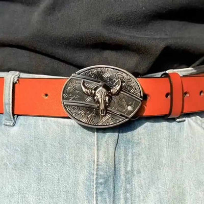 Fibbia da cintura ovale in metallo stile cowboy