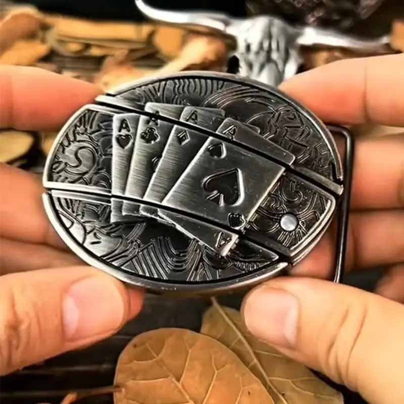 Fibbia da cintura ovale in metallo stile cowboy
