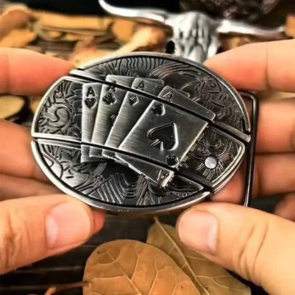 Fibbia da cintura ovale in metallo stile cowboy