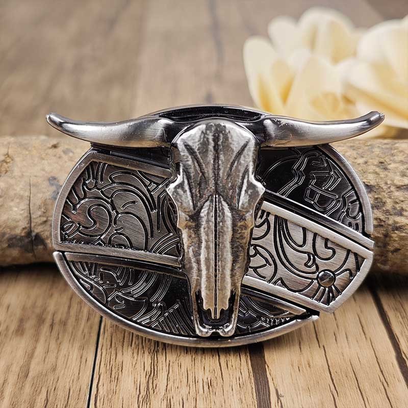 Fibbia da cintura ovale in metallo stile cowboy