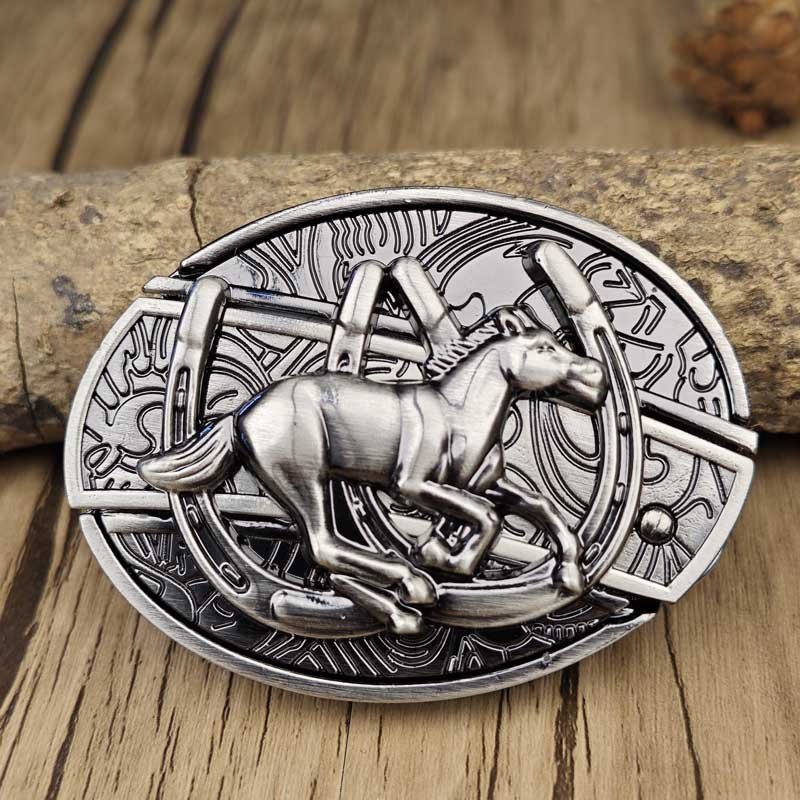 Fibbia da cintura ovale in metallo stile cowboy