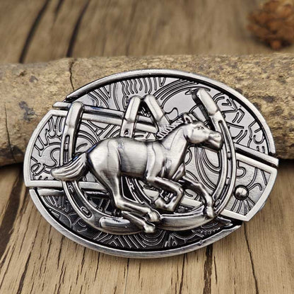 Fibbia da cintura ovale in metallo stile cowboy
