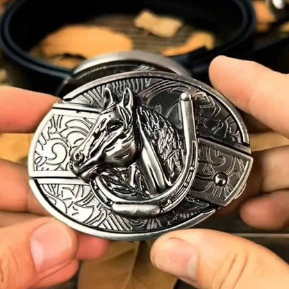Fibbia da cintura ovale in metallo stile cowboy