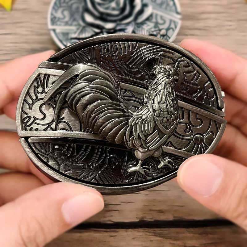 Fibbia da cintura ovale in metallo stile cowboy