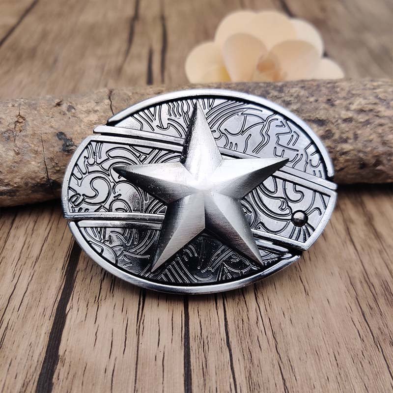 Fibbia da cintura ovale in metallo stile cowboy