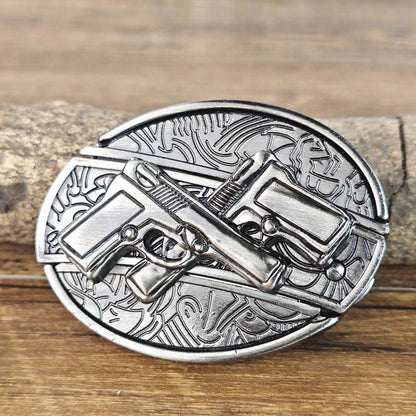 Fibbia da cintura ovale in metallo stile cowboy