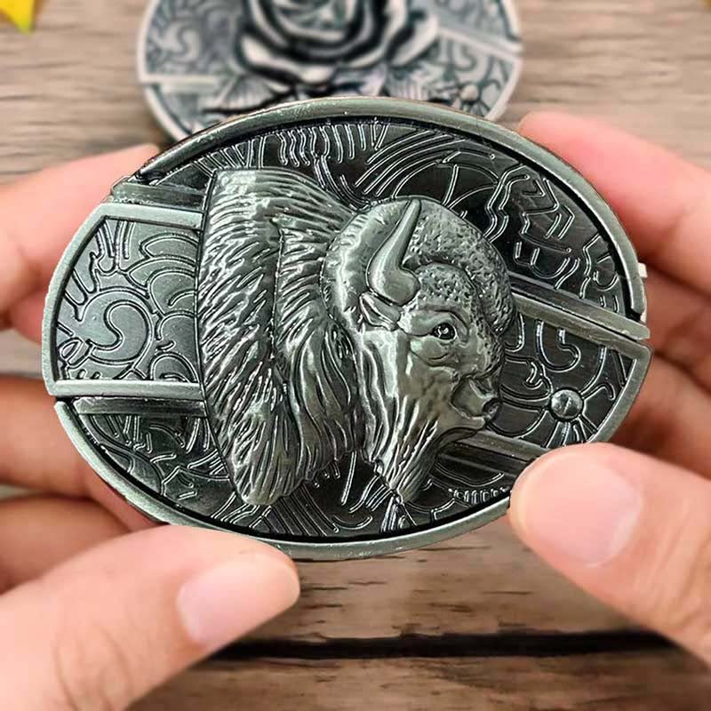 Fibbia da cintura ovale in metallo stile cowboy