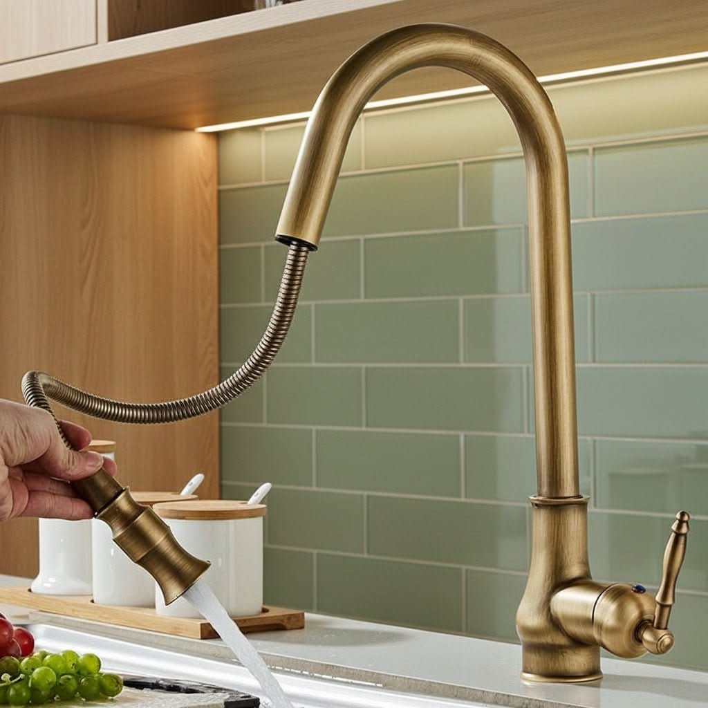 FLEXTAP – Miscelatore da Cucina Estraibile Stile Antico con Arco Alto