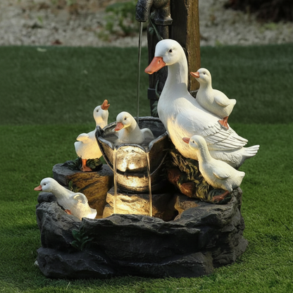 Fontana da giardino solare con vasca per uccelli