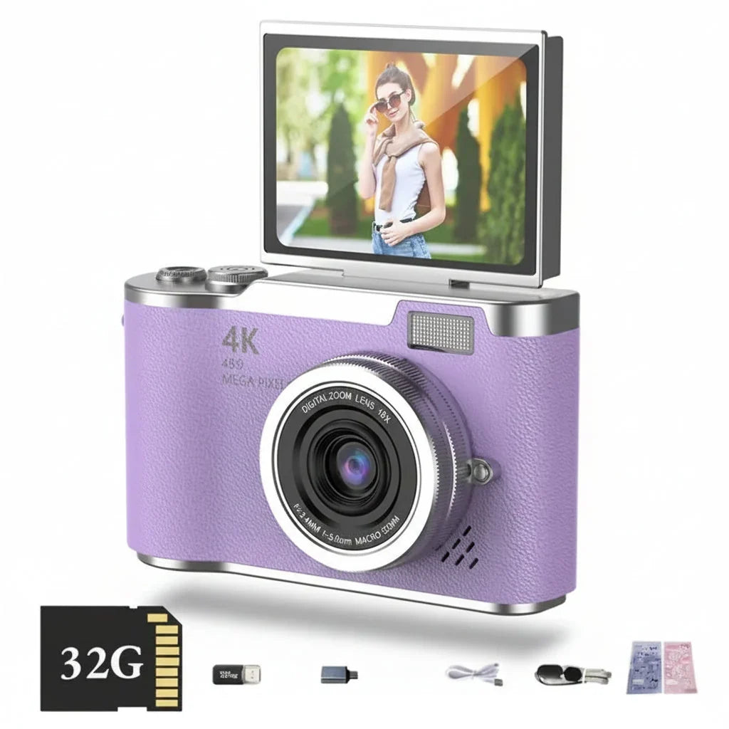 Fotocamera digitale 4K con schermo ribaltabile 48MP zoom 8X compatta