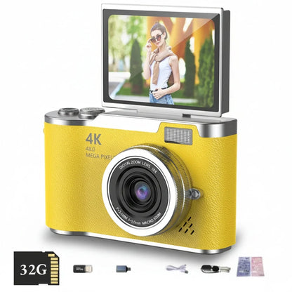 Fotocamera digitale 4K con schermo ribaltabile 48MP zoom 8X compatta