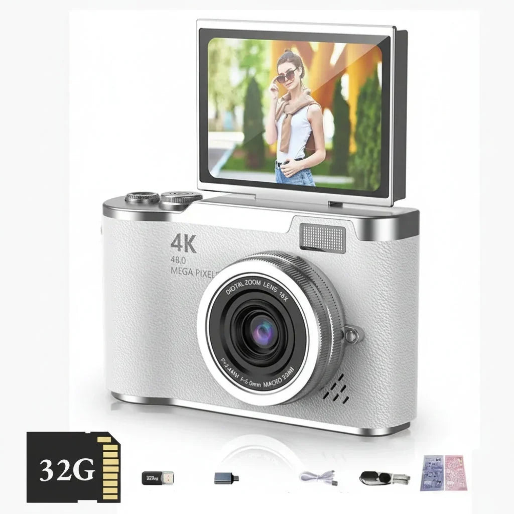 Fotocamera digitale 4K con schermo ribaltabile 48MP zoom 8X compatta