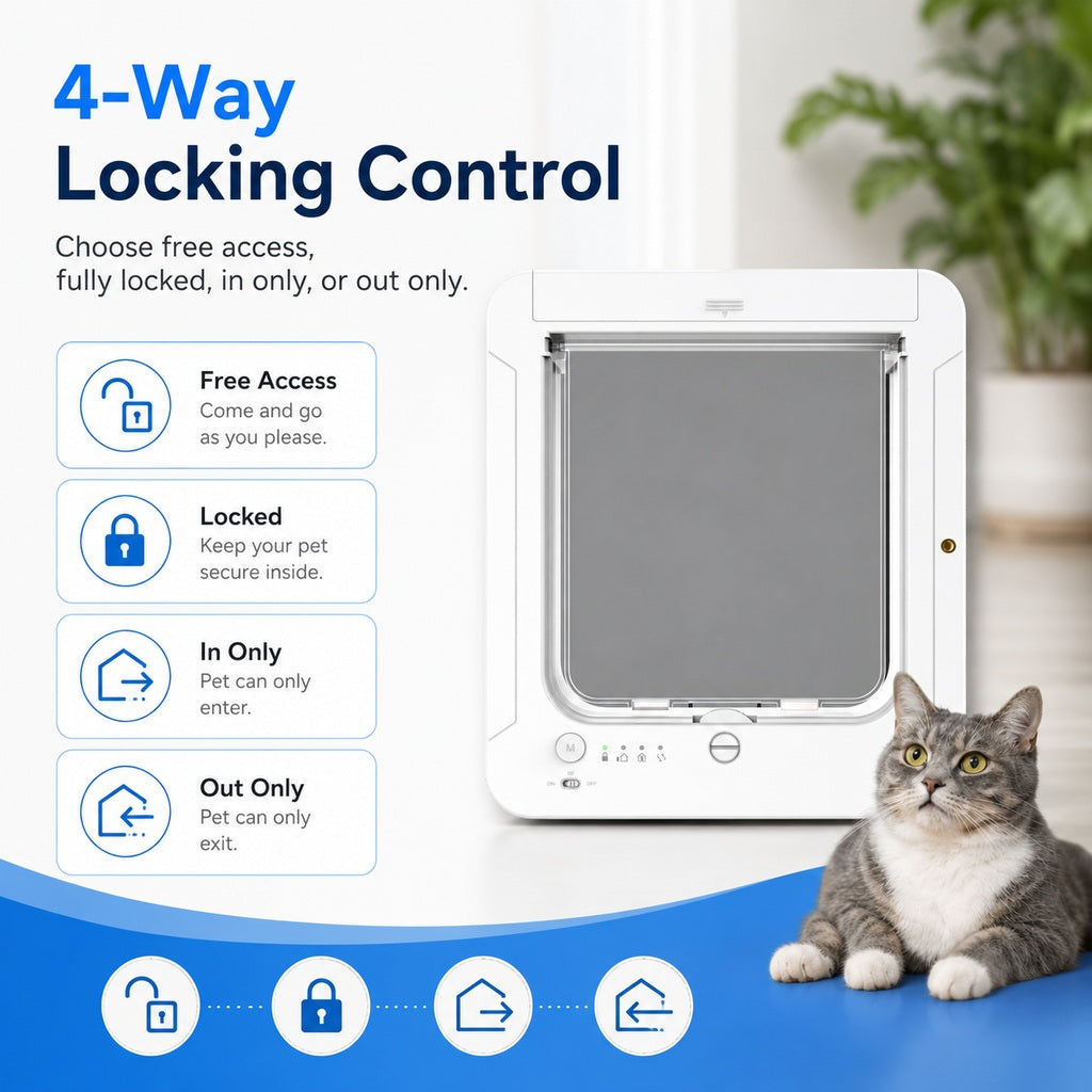 Gattaiola smart RFID a 4 vie per animali fino a 11,3 kg